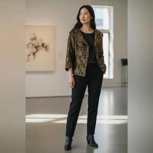 Katherine Kelly Black Gold Brocade Jacket Size 10 Evening  Blazer